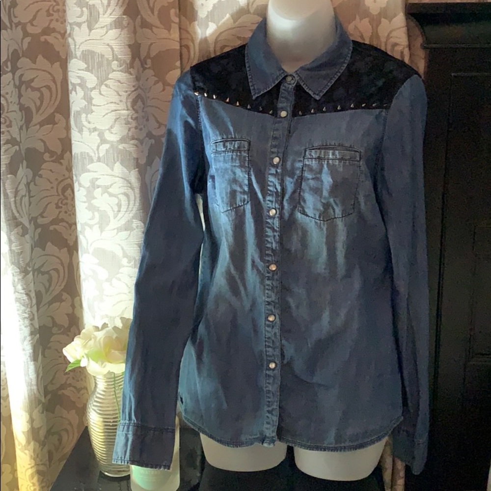 Edgy jean long sleeve shirt